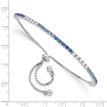 Sterling Silver Rhodium Created Blue Spinel & CZ Adjustable Bracelet - Product Photo