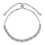 Sterling Silver Polished Rhodium-plated CZ Adjustable Bracelet - Product Photo