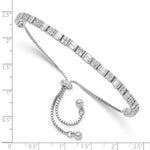Sterling Silver Polished Rhodium-plated CZ Adjustable Bracelet - Product Photo