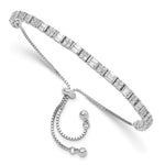 Sterling Silver Polished Rhodium-plated CZ Adjustable Bracelet - Product Photo