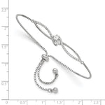 Sterling Silver Polished Rhodium-plated CZ Adjustable Bracelet - Product Photo