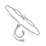 Sterling Silver Polished Rhodium-plated CZ Adjustable Bracelet - Product Photo