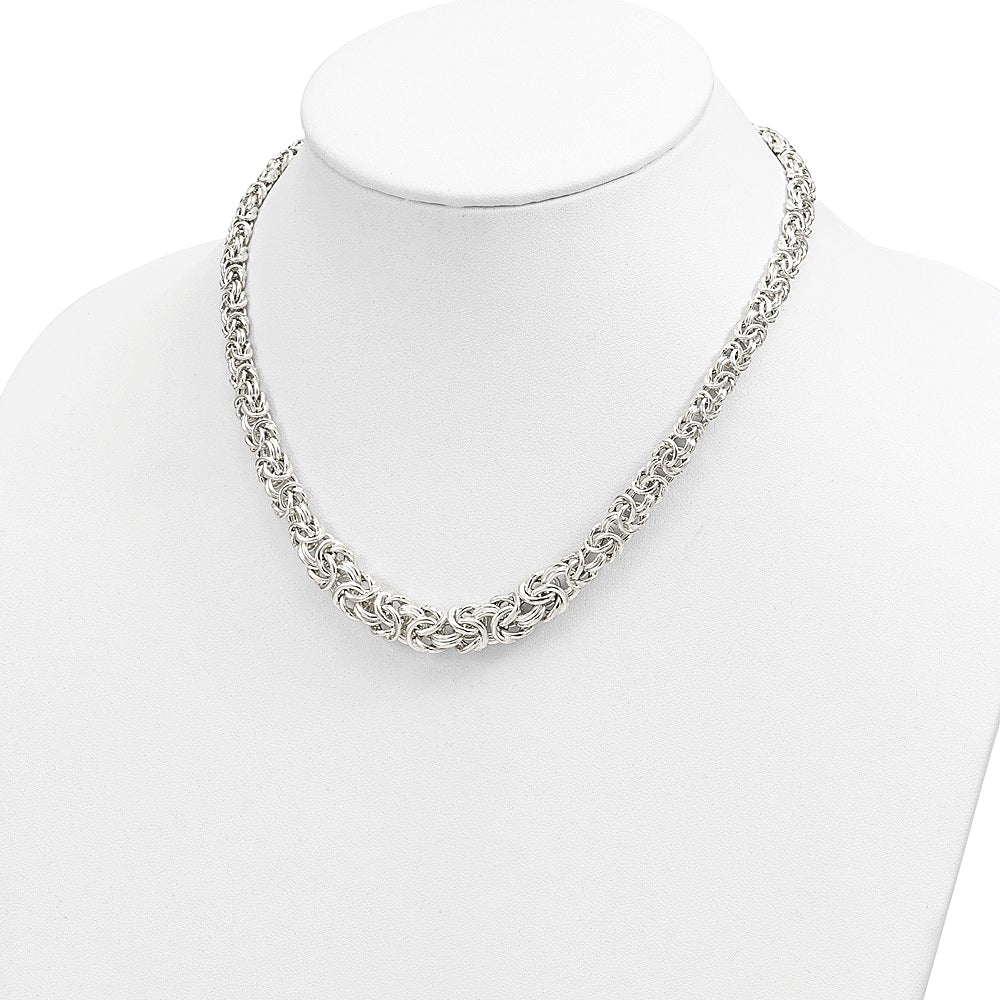 Sterling Silver Polished Byzantine Graduated Link Necklace - Product Photo