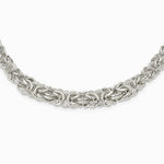 Sterling Silver Polished Byzantine Graduated Link Necklace - Product Photo