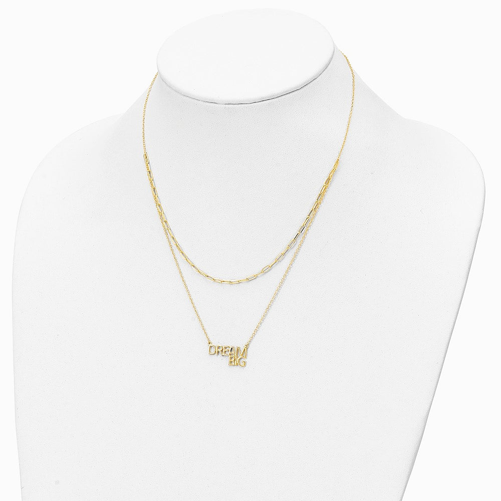 Sterling Silver Gold-tone Dream Big Double Necklace - Product Photo