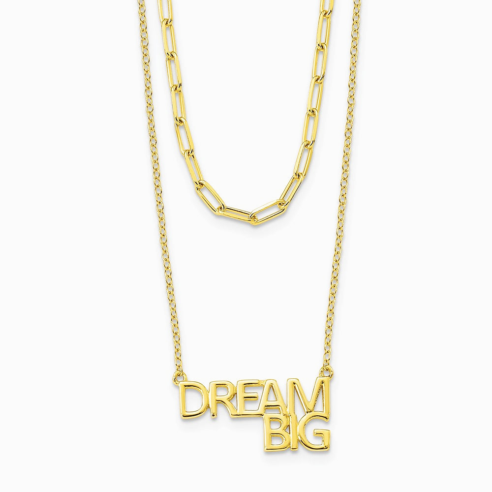 Sterling Silver Gold-tone Dream Big Double Necklace - Product Photo