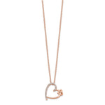 Sterling Silver Polished Rose-tone CZ Heart 18in Necklace - Product Photo