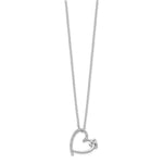 Sterling Silver Polished Rhodium-plated CZ Heart 18in Necklace - Product Photo