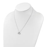 Sterling Silver Polished Rhodium-plated CZ Heart 18in Necklace - Product Photo