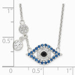 Sterling Silver Polished CZ Evil Eye Necklace - Product Photo