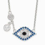 Sterling Silver Polished CZ Evil Eye Necklace - Product Photo