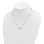Sterling Silver Rhodium-plated Rose-tone Polished Hearts Necklace - Product Photo