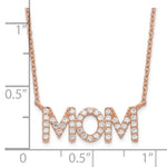 Sterling Silver Polished Rose-tone CZ MOM 18in Necklace - Product Photo
