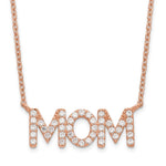 Sterling Silver Polished Rose-tone CZ MOM 18in Necklace - Product Photo
