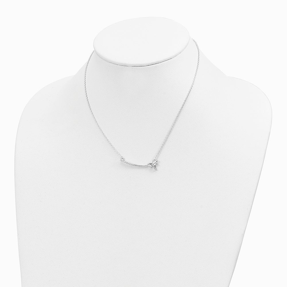 Sterling Silver CZ Dragonfly Bar Necklace - Product Photo