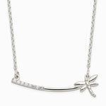 Sterling Silver CZ Dragonfly Bar Necklace - Product Photo