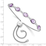 SterlingSilver Rhod-plated Amethyst 7.5AM & CZ Adjustable Bracelet - Product Photo