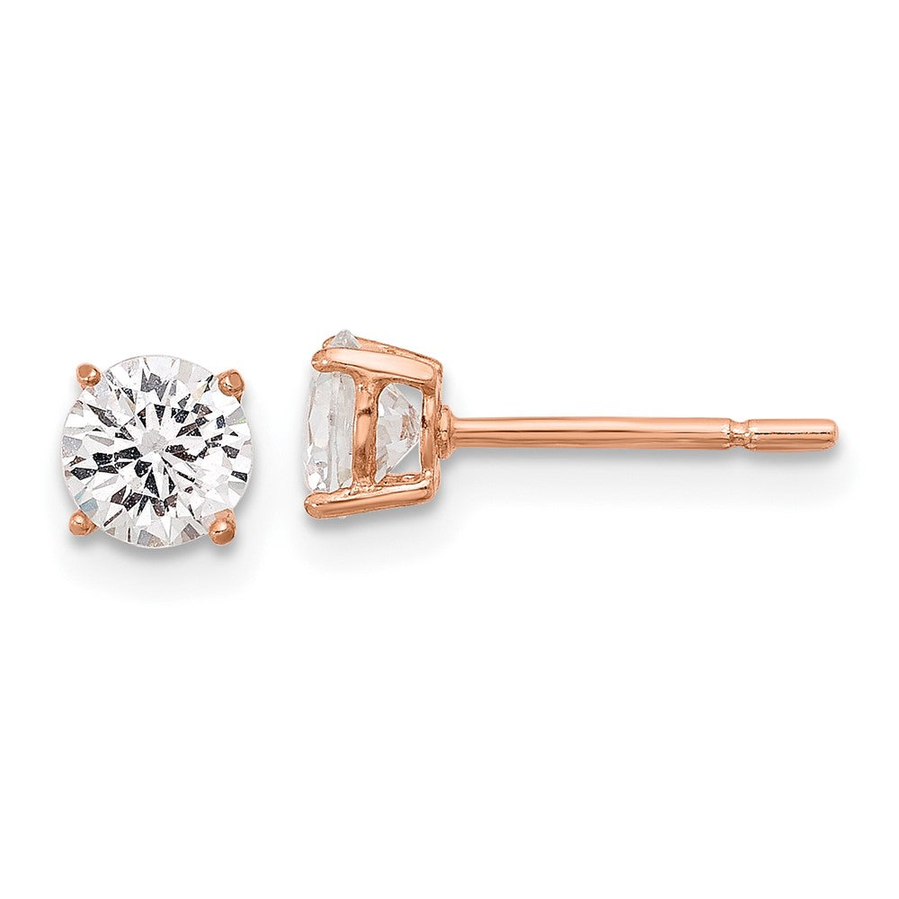 Sterling Silver Rose-tone CZ Adjustable Bracelet and Earring Set - Product Photo