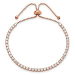 Sterling Silver Rose-tone CZ Adjustable Bracelet and Earring Set - Product Photo