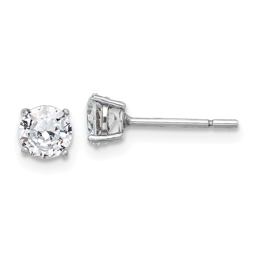 Sterling Silver Rhodium-plated CZ Adjustable Bracelet and Post Earring Set - Product Photo