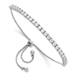 Sterling Silver Rhodium-plated CZ Adjustable Bracelet and Post Earring Set - Product Photo