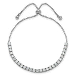 Sterling Silver Rhodium-plated CZ Adjustable Bracelet and Post Earring Set - Product Photo