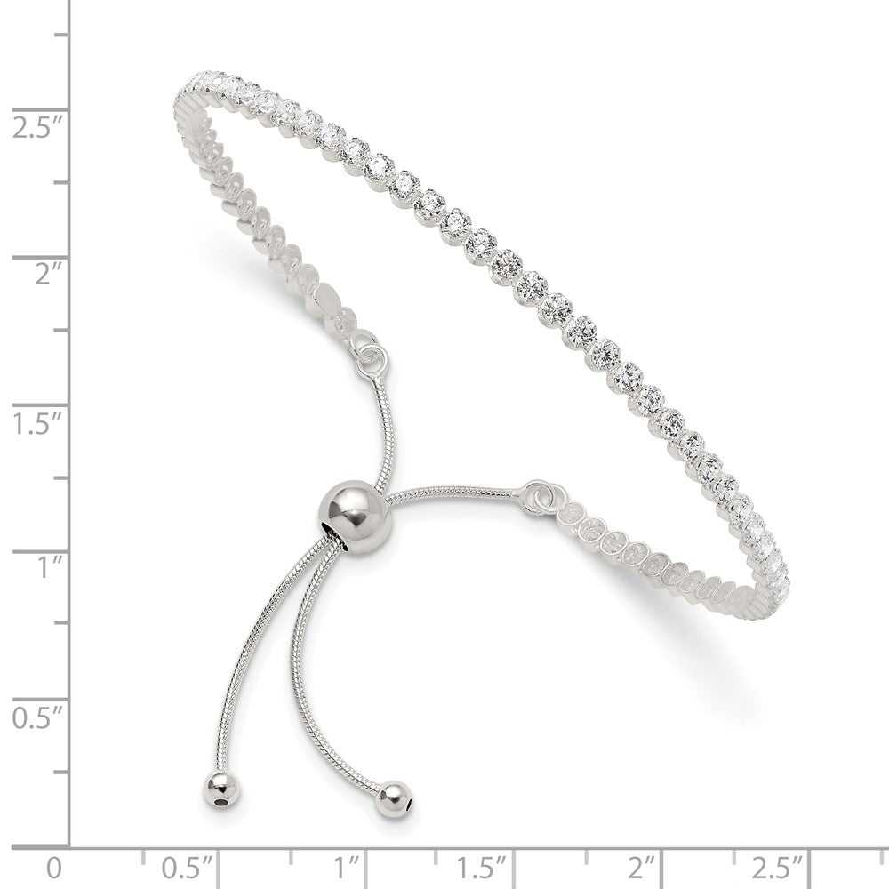 Sterling Silver Polished CZ Adjustable Bracelet - Product Photo