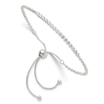 Sterling Silver Polished D/C with CZ Adjustable Bracelet - Product Photo