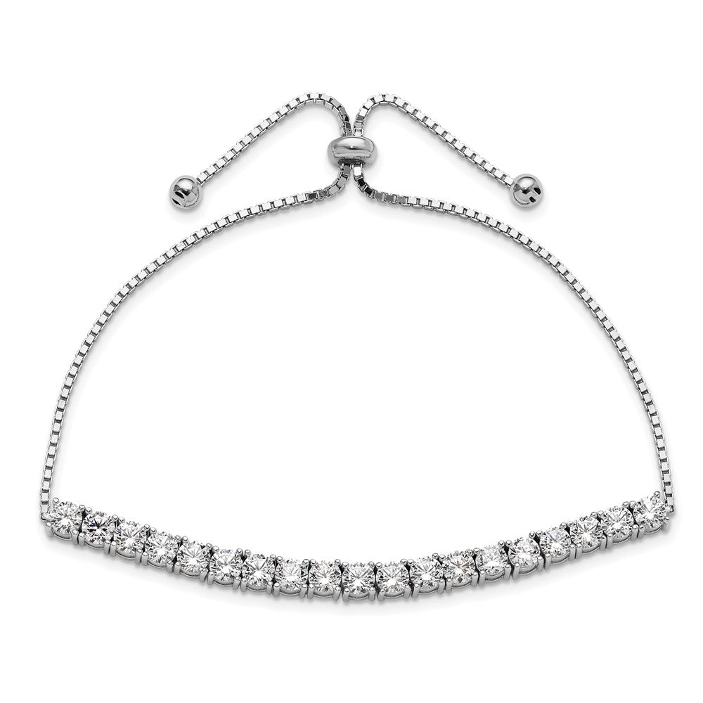 Sterling Silver Rhodium-plated Polished CZ Adjustable Tennis Bracelet - Product Photo