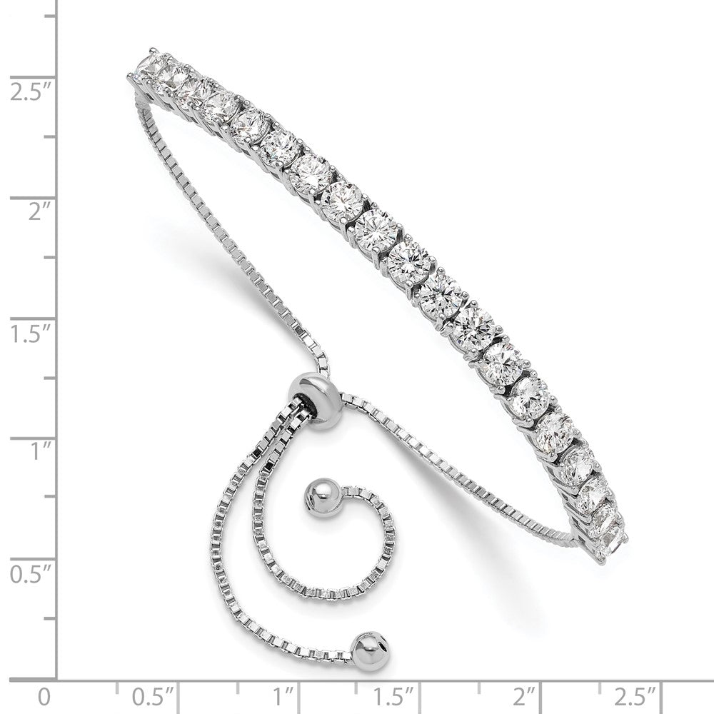 Sterling Silver Rhodium-plated Polished CZ Adjustable Tennis Bracelet - Product Photo