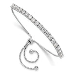 Sterling Silver Rhodium-plated Polished CZ Adjustable Tennis Bracelet - Product Photo