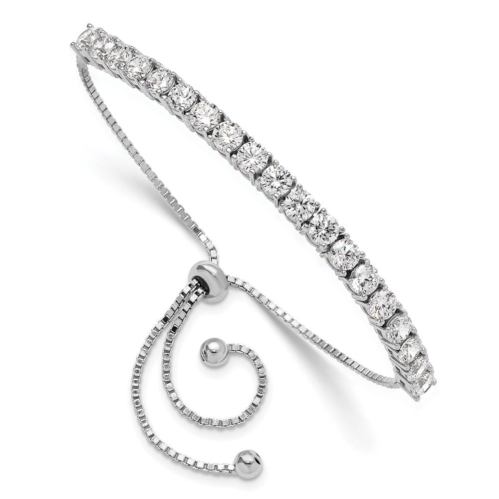 Sterling Silver Rhodium-plated Polished CZ Adjustable Tennis Bracelet - Product Photo
