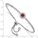 Sterling Silver Rhodium-plated CZ and Red Glass Adjustable Bracelet - Product Photo