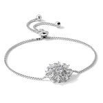 Sterling Silver Rhodium-plated Floral CZ Adjustable Bolo Bracelet - Product Photo