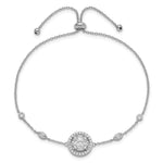 Sterling Silver Rhodium-plated CZ Adjustable Bracelet - Product Photo