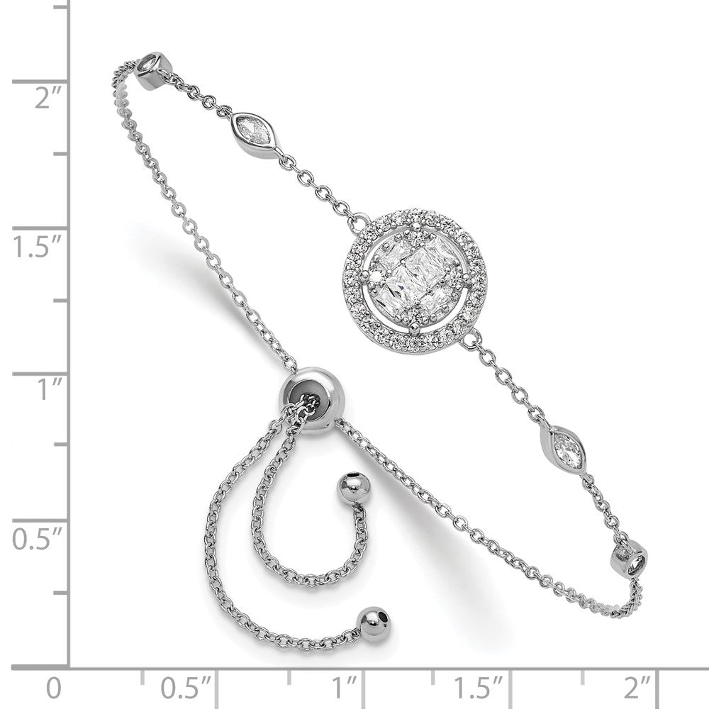 Sterling Silver Rhodium-plated CZ Adjustable Bracelet - Product Photo