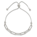 Sterling Silver Polished Paperclip Link Adjustable Bracelet - Product Photo