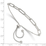 Sterling Silver Polished Paperclip Link Adjustable Bracelet - Product Photo