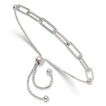 Sterling Silver Polished Paperclip Link Adjustable Bracelet - Product Photo