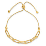 Sterling Silver Gold-tone Polished Paperclip Link Adjustable Bracelet - Product Photo