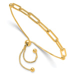 Sterling Silver Gold-tone Polished Paperclip Link Adjustable Bracelet - Product Photo