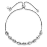Sterling Silver Rhodium-plated Fancy Adjustable Bracelet - Product Photo