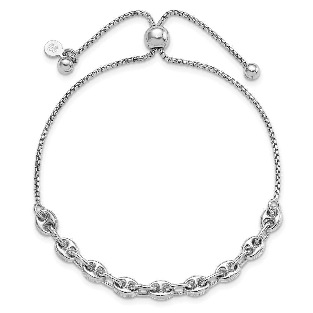 Sterling Silver Rhodium-plated Fancy Adjustable Bracelet - Product Photo