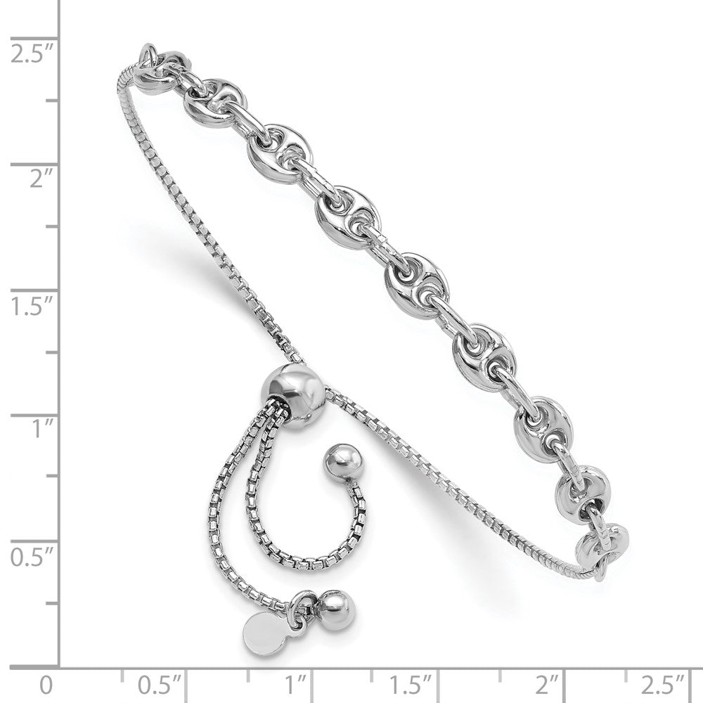 Sterling Silver Rhodium-plated Fancy Adjustable Bracelet - Product Photo