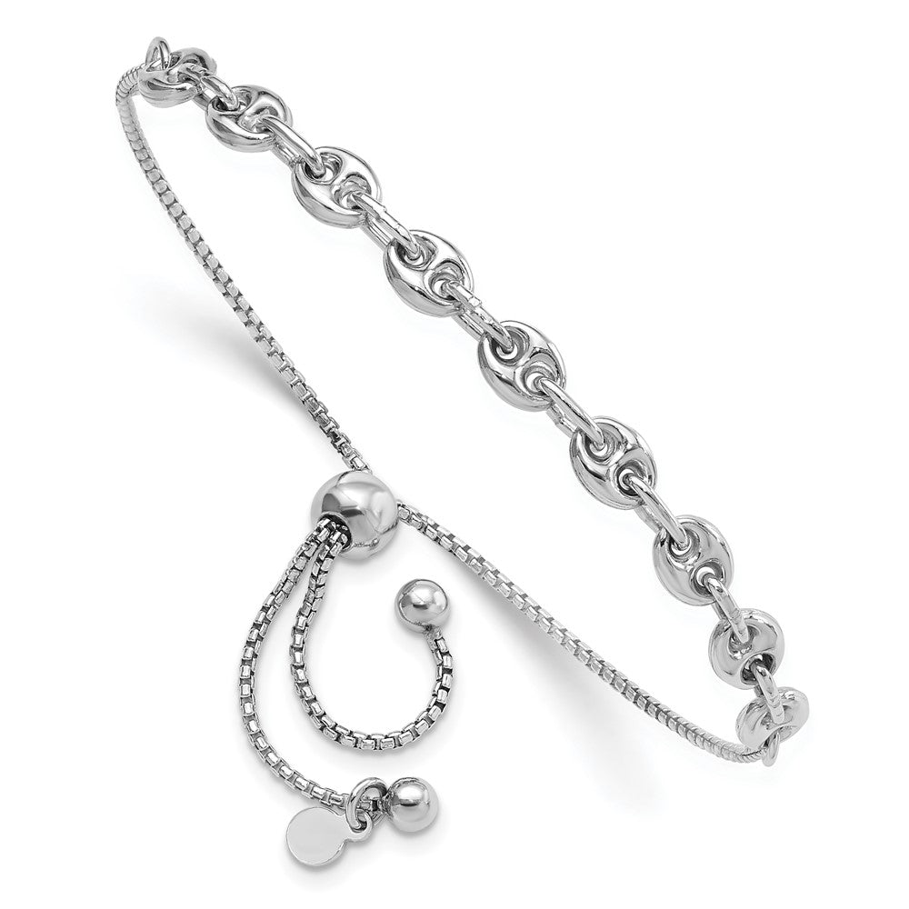 Sterling Silver Rhodium-plated Fancy Adjustable Bracelet - Product Photo