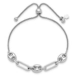 Sterling Silver Rhodium-plated Fancy Link Adjustable Bolo Bracelet - Product Photo