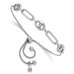Sterling Silver Rhodium-plated Fancy Link Adjustable Bolo Bracelet - Product Photo