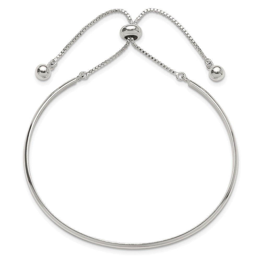 Sterling Silver Polished Bar Adjustable Bracelet - Product Photo