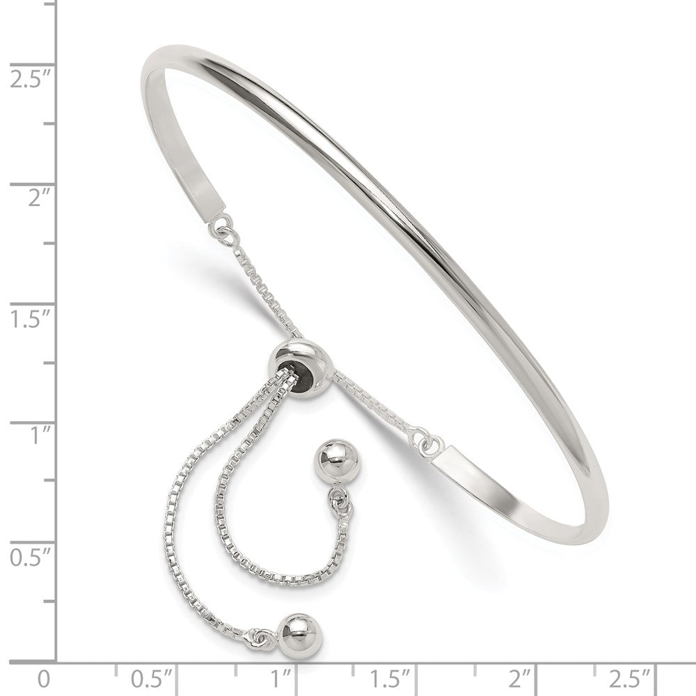 Sterling Silver Polished Bar Adjustable Bracelet - Product Photo