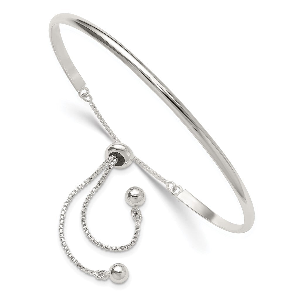 Sterling Silver Polished Bar Adjustable Bracelet - Product Photo